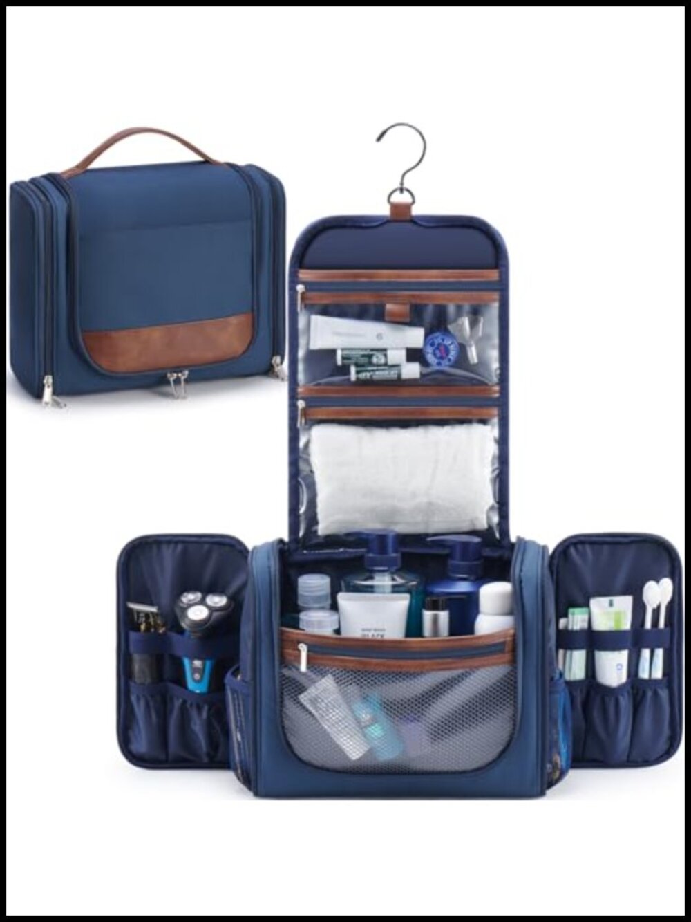 Large Hanging Travel Toiletry Bag Water Resistant Polyester Blend Men Organizer